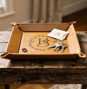 Custom Monogram Valet Tray – Personalized Leather Catchall