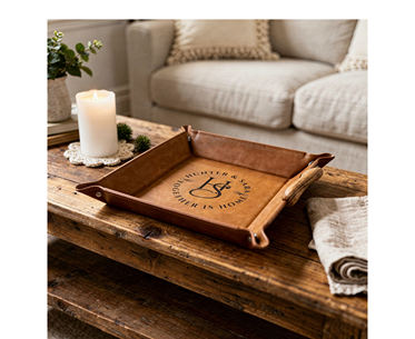 Custom Monogram Valet Tray – Personalized Leather Catchall